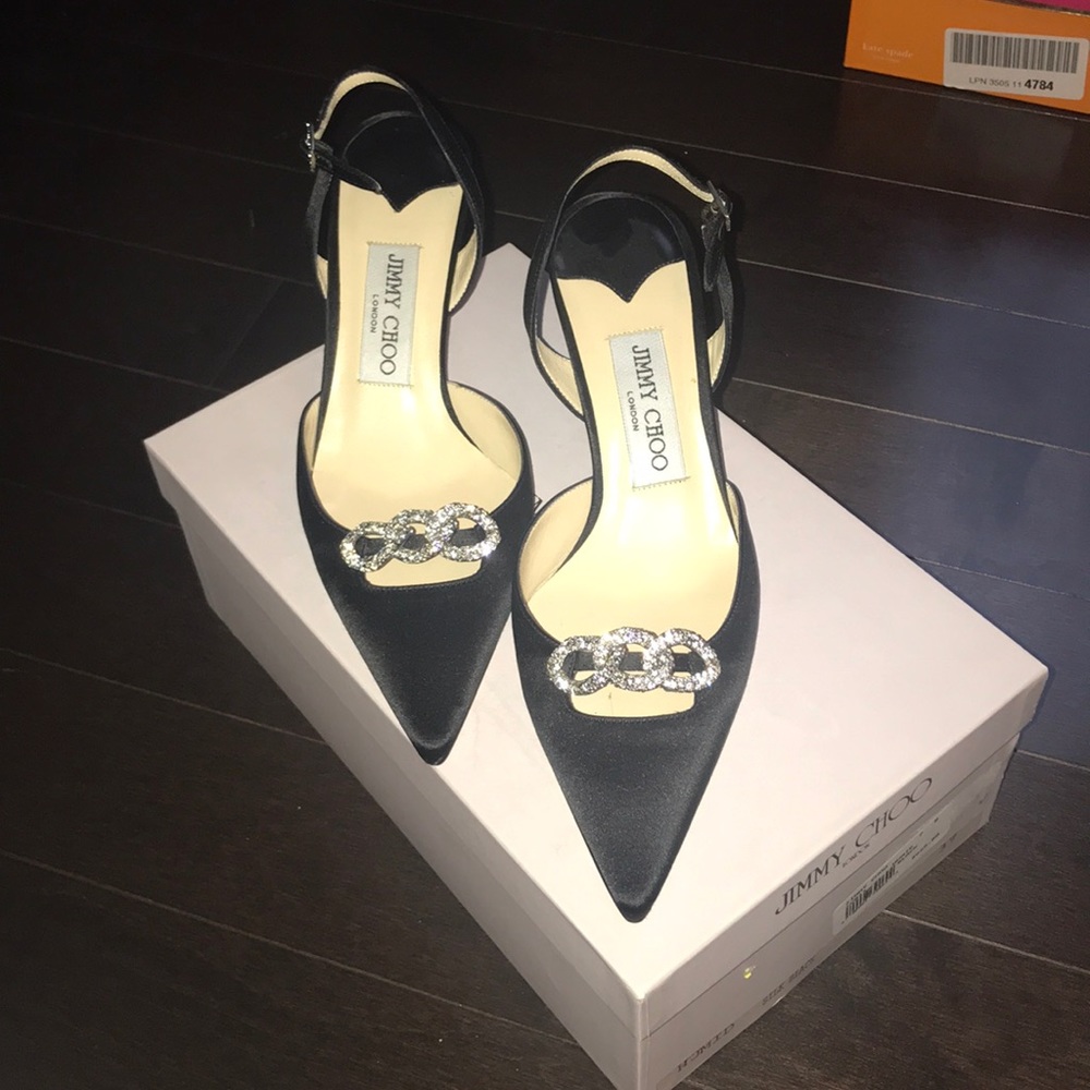 Black Jimmy Choo kitten heels EUC